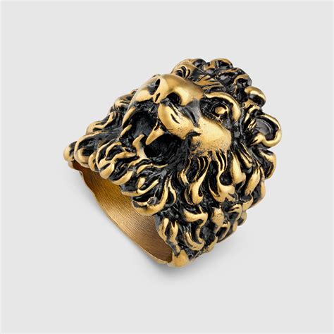 gucci gold lion ring|gucci lion ring blue.